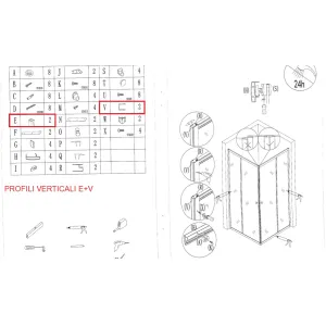 R PROFILI VERTICALI E+V X BOX DOCCIA CRIST.TRASP.MM.4 CM.80X80 IGLO4