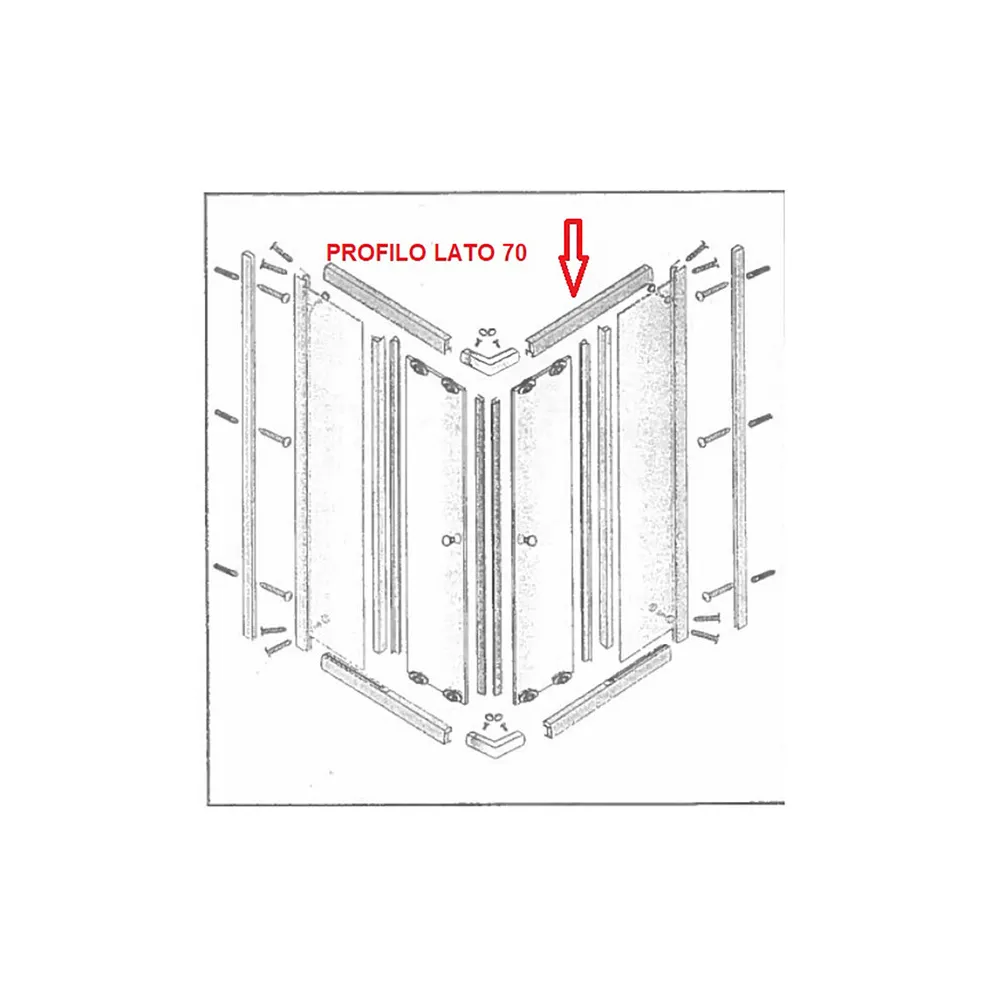 R PROFILO LATO 70 INF.+SUP. X BOX DOCCIA CRIST.TRAS/SER.MM.6CM
