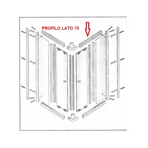 R PROFILO LATO 70 INF.+SUP. X BOX DOCCIA CRIST.TRAS/SER.MM.6CM