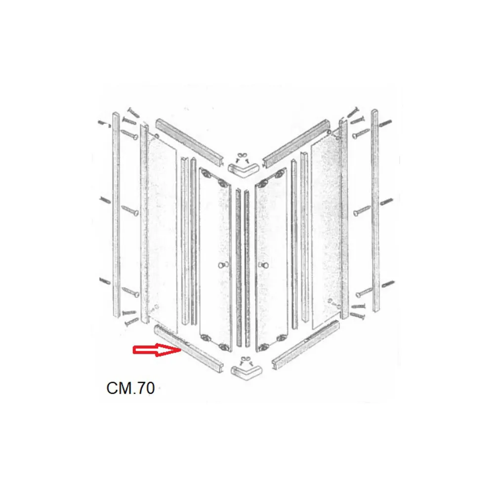 R PROFILO INFERIORE LATO 70 X BOX DOCCIA CRISTALLO TRASP.MM.6 CM.70X90LUSSO R PROFILO INFERIORE LATO 70 X BOX DOCCIA CRISTALLO TRASP.MM.6 CM.70X90LUSSO