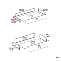 R LATERALE CASSETTO 00750 X KIT CASSETTIERA 5C NOVA 77X40X107 BIANCA