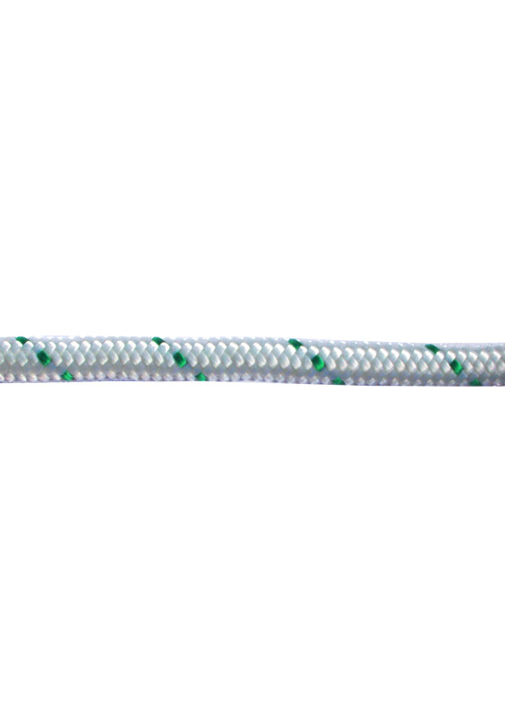White polyester rope with green marker - Per meter