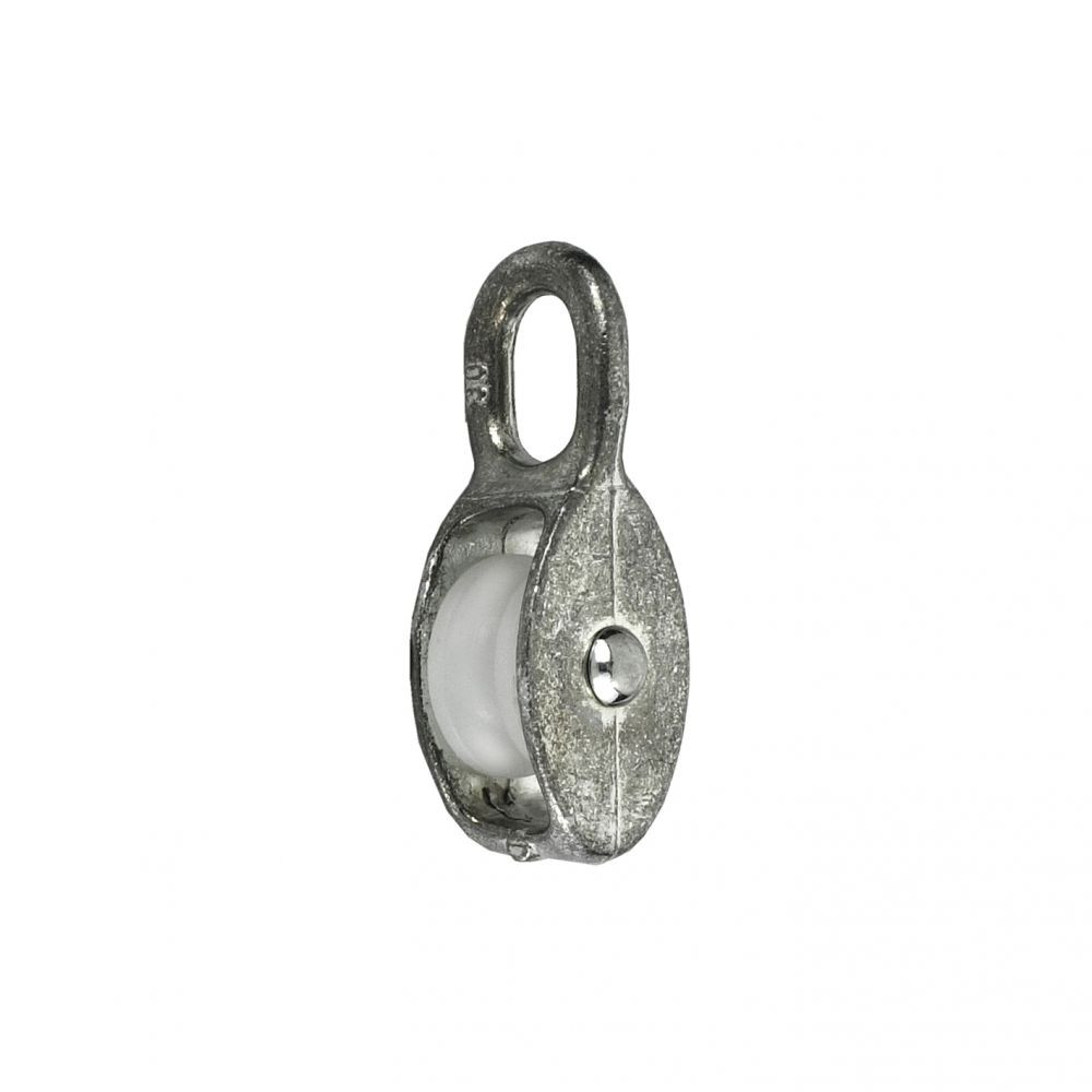 1 GROOVE PULLEY IN ZINC ALLOY AND POLYAMIDE 20 MM - FOR ROPES UP TO Ø 6 MM.