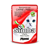 CIBO GATTO MONGE SIMBA 100 G CARNE E PISELLI (24