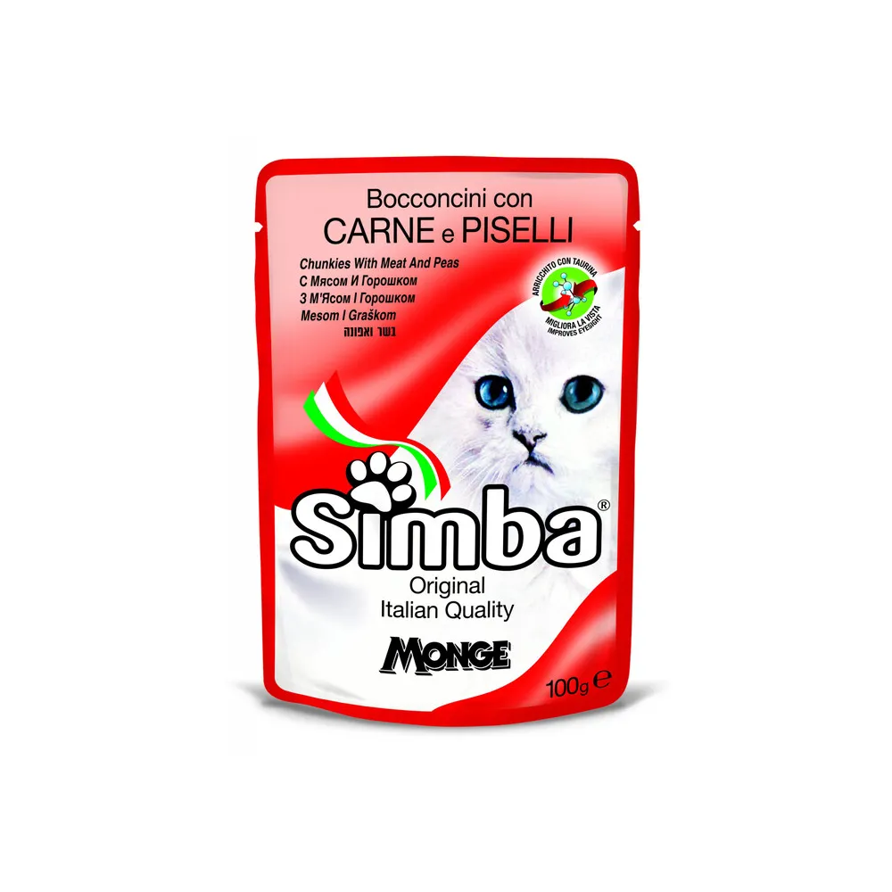 CIBO GATTO MONGE SIMBA 100 G CARNE E PISELLI (24 CIBO GATTO MONGE SIMBA 100 G CARNE E PISELLI (24