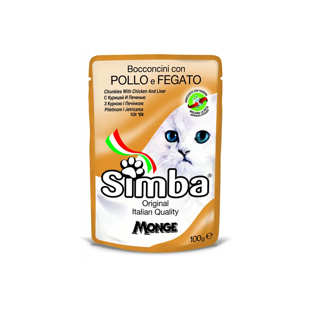 CIBO GATTO MONGE SIMBA 100 G POLLO E FEGATO (24
