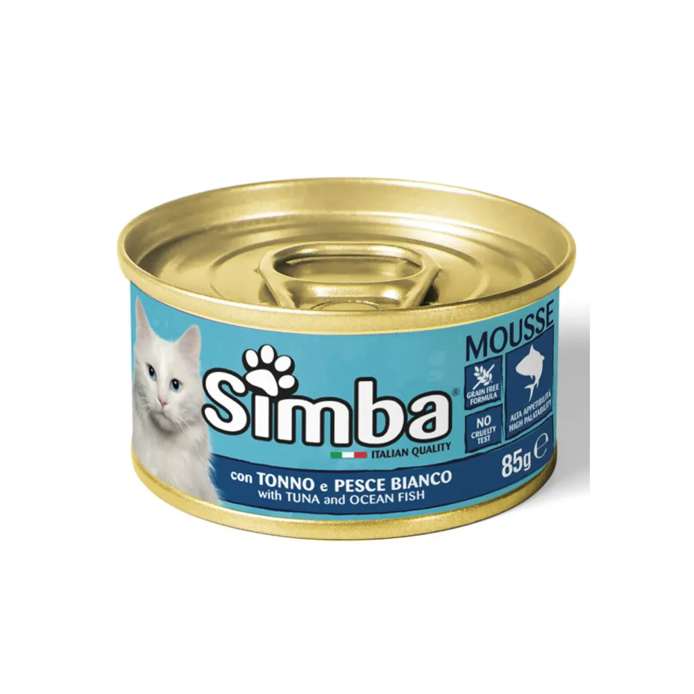 CIBO GATTO MONGE SIMBA  85 G TONNO E PESCE BIANCO (24