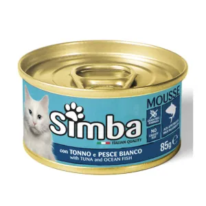 CIBO GATTO MONGE SIMBA  85 G TONNO E PESCE BIANCO (24