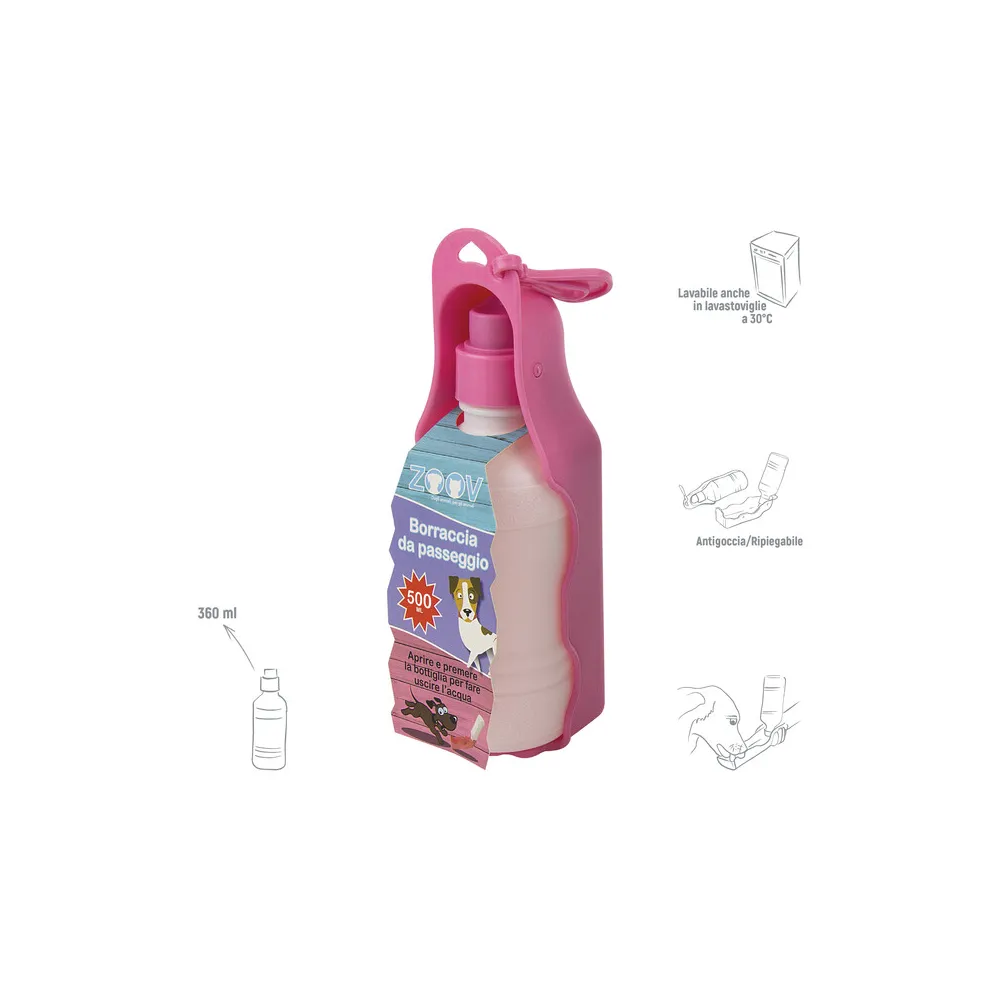 ZOOV BORRACCIA DA PASSEGGIO 360 ML ROSA (12