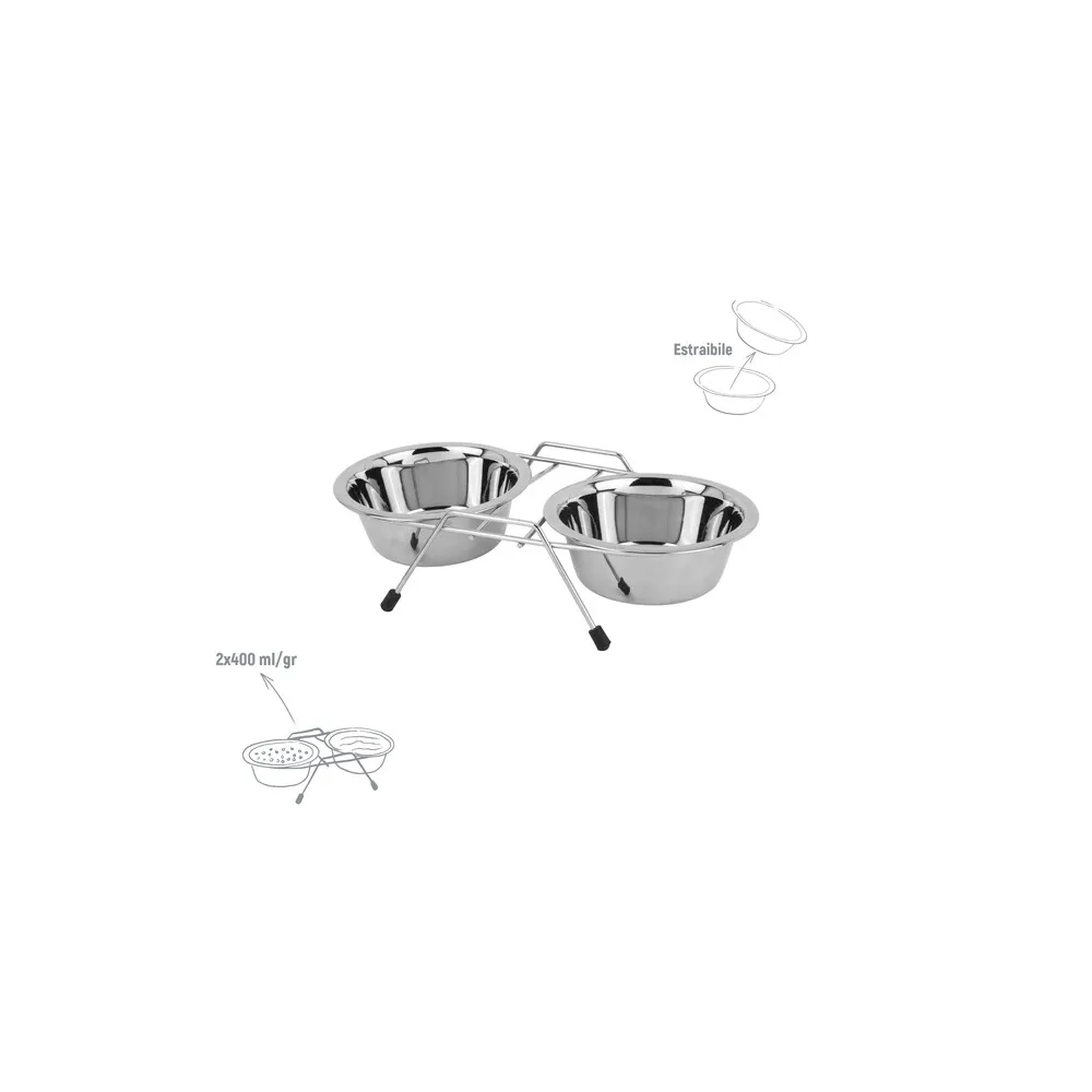 ZOOV CIOTOLA DOPPIA IN ACCIAIO C/SUPPORTO ML.400 (6