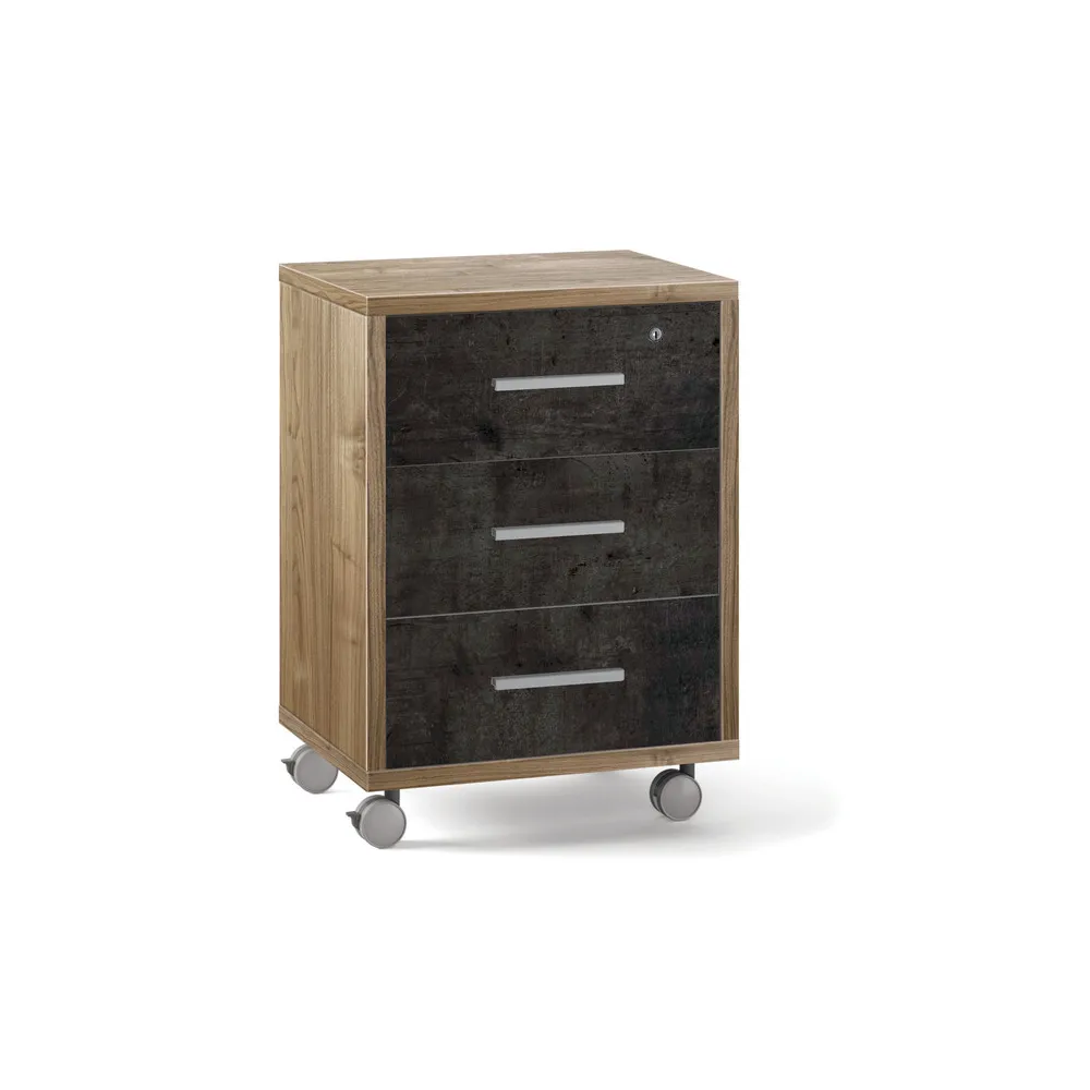 UFFICIO DOUBLE CASSETTIERA 3C 71X51 CM  NOCE ST/NERO