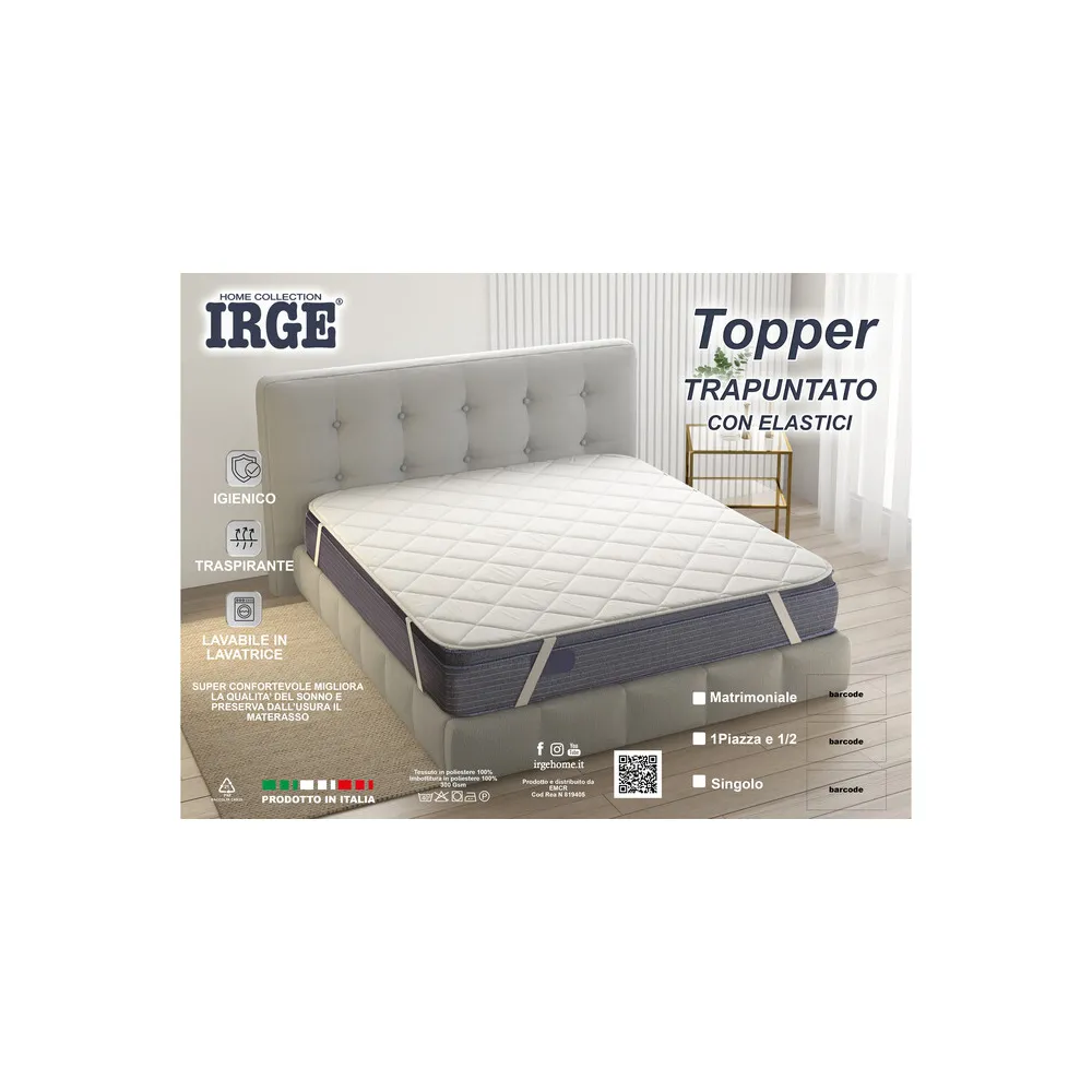TOPPER TRAPUNTATO C/ELASTICO 1 POSTO E MEZZO IRGE
