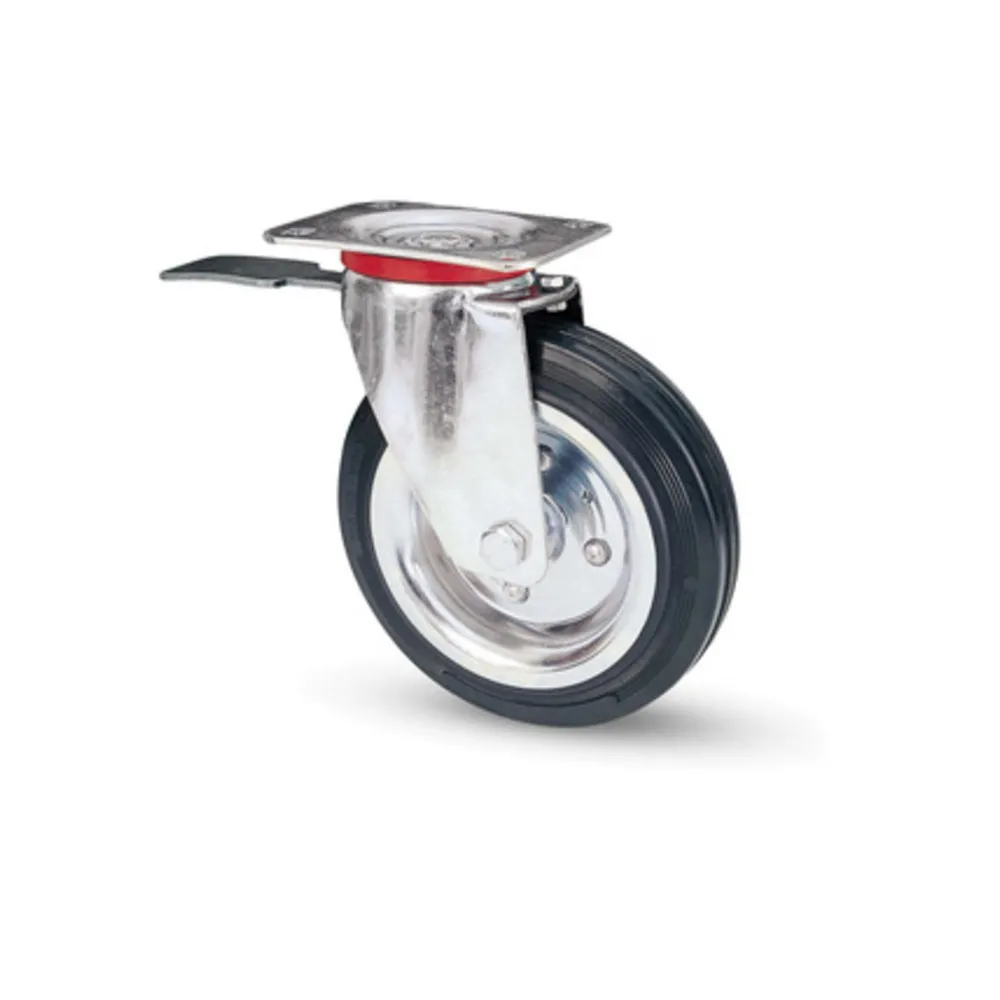 RUOTA INDUSTRIALE D 125 GOMMA 80BIS PIASTRA GIR FRE