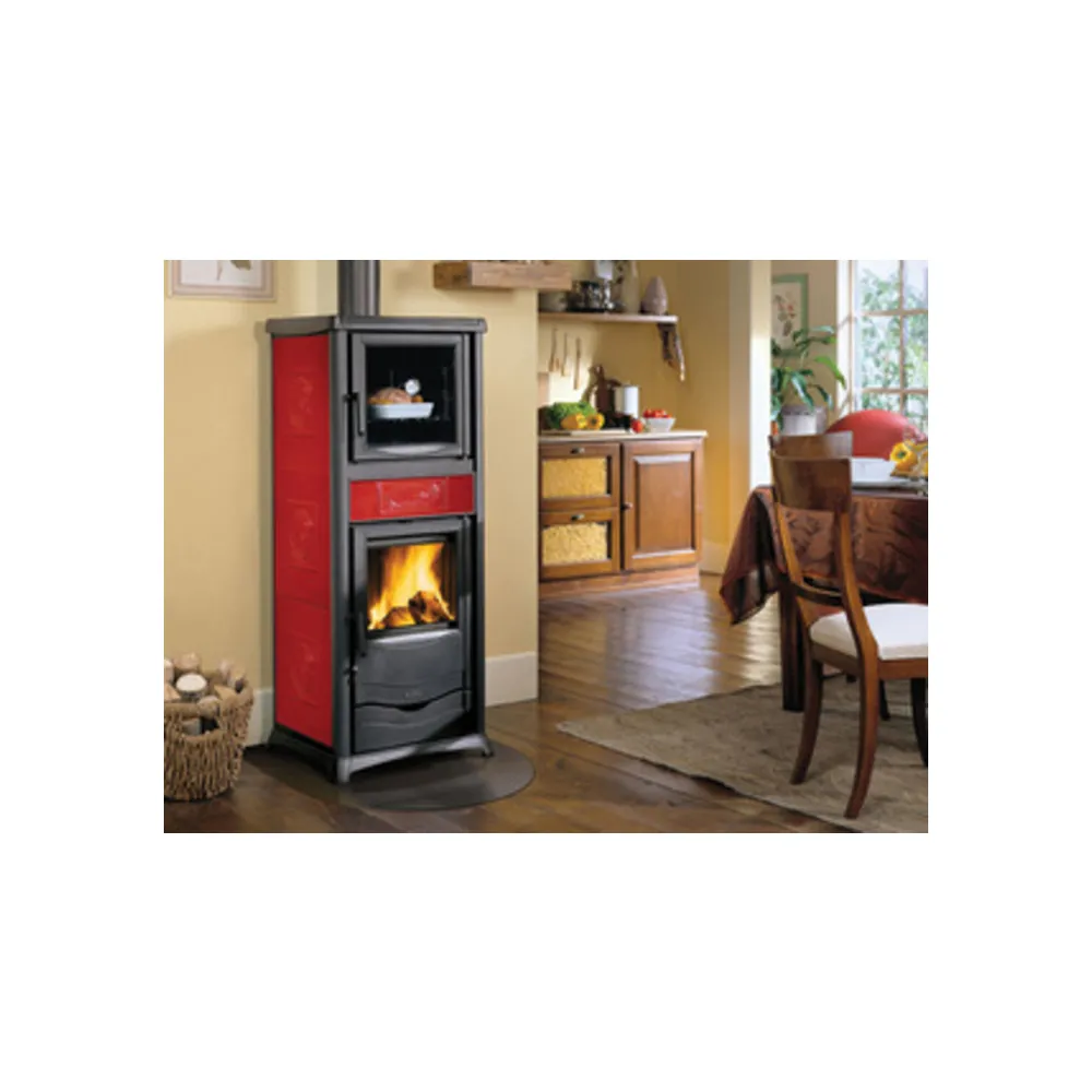 STUFA LEGNA C/FORNO 9.1 KW ROSSELLA PLUS EVO BORDEAUX STUFA LEGNA C/FORNO 9.1 KW ROSSELLA PLUS EVO BORDEAUX