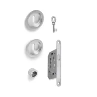 KIT MANIGLIE TONDO PORTA SCORR C/CHIAVE CRO SAT