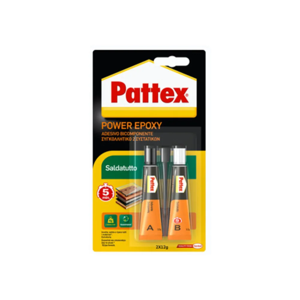 PATTEX POWER EPOXY SALDATUTTO BICOMPONENTE 24 G (6 PATTEX POWER EPOXY SALDATUTTO BICOMPONENTE 24 G (6