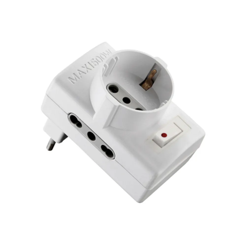 ADATTATORE 10/A 2PR BIP +1 SCHUKO C/INTER SICUREZ ADATTATORE 10/A 2PR BIP +1 SCHUKO C/INTER SICUREZ