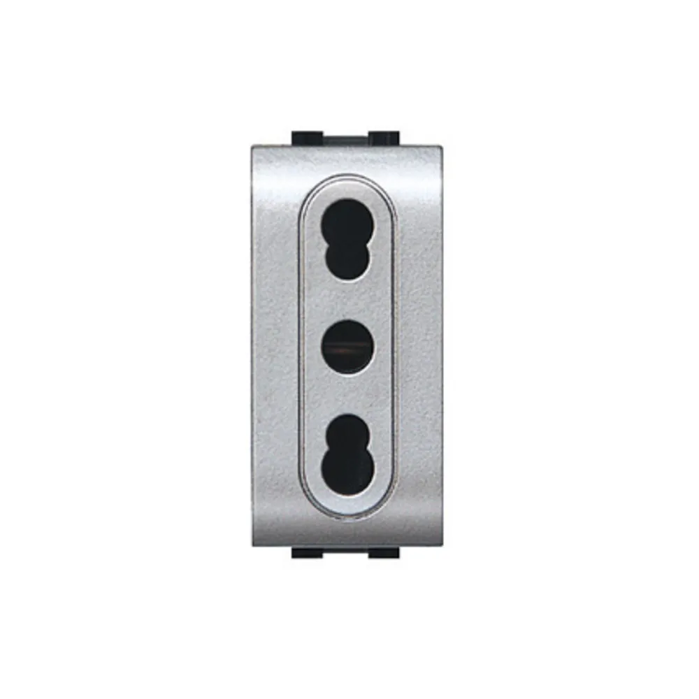 LIFE 4045 TEC PRESA BIPASSO 10/16A ARGENTO SATINAT (12 LIFE 4045 TEC PRESA BIPASSO 10/16A ARGENTO SATINAT (12
