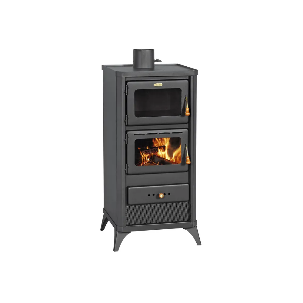 STUFA LEGNA C/FORNO 12 KW FIME NERO OPACO