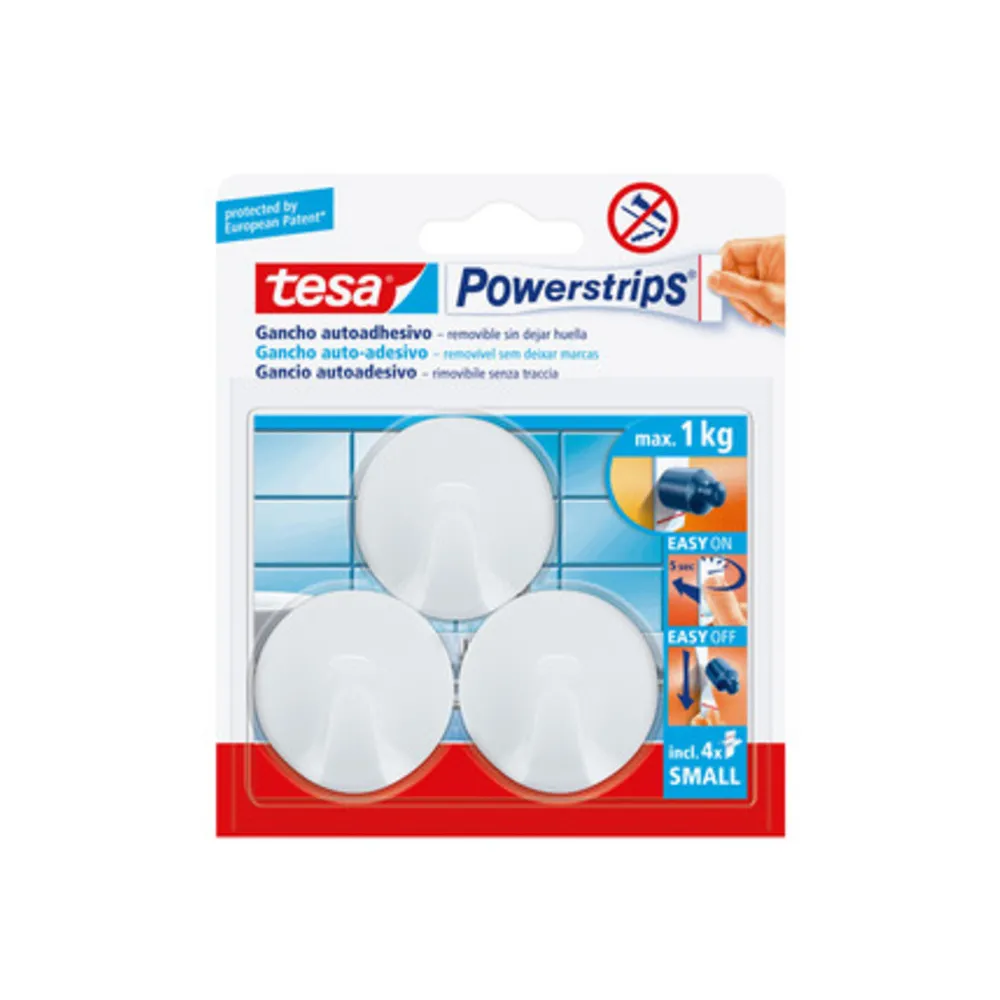 GANCIO ADESIVO TESA POWERSTRIPS TONDO BIANCO 3 PZ (6