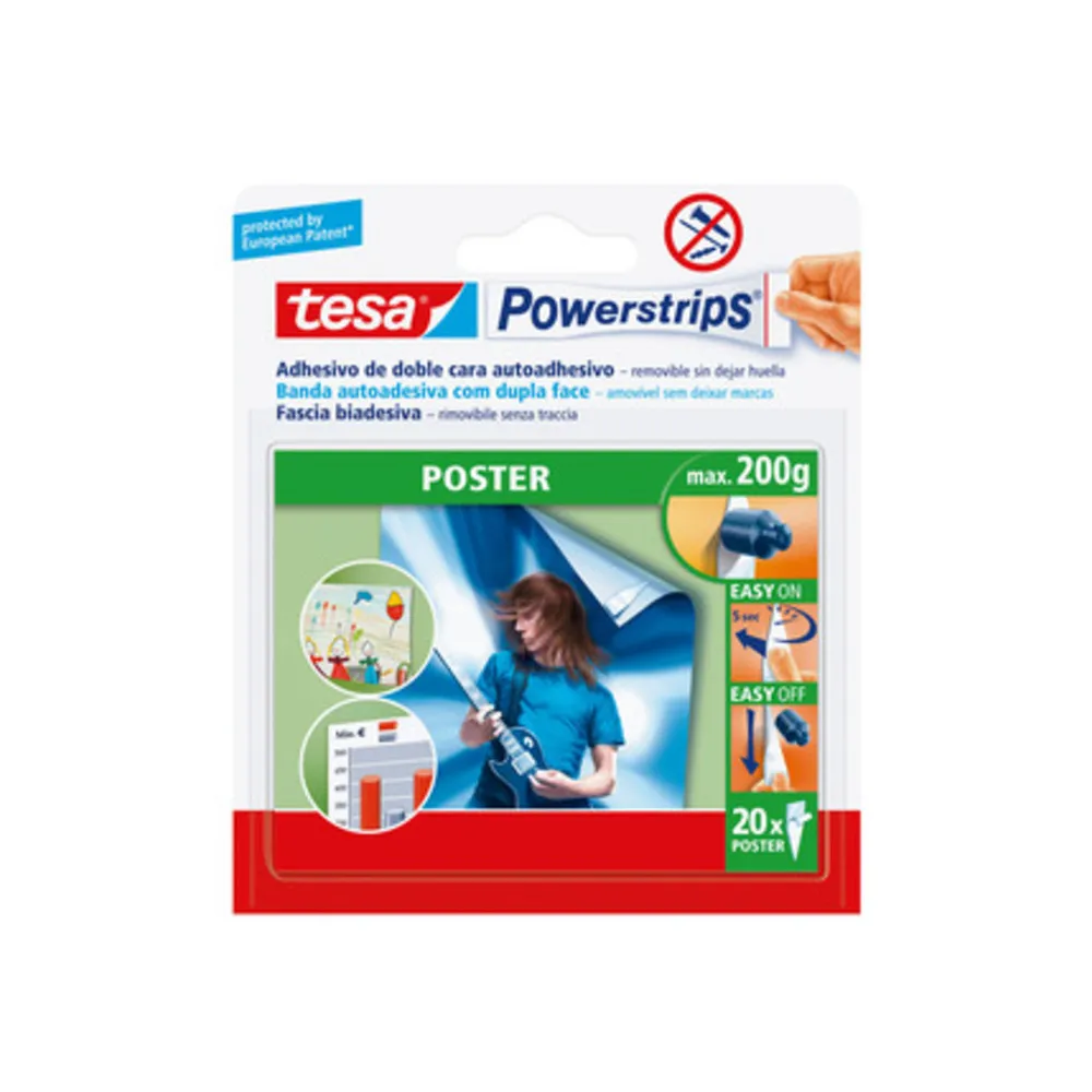 TESA POWERSTRIPS 20 STRISCE BIADESIVE POSTER