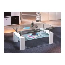 KIT TAVOLINO DOPPIO VETRO LACCATO BIANCO