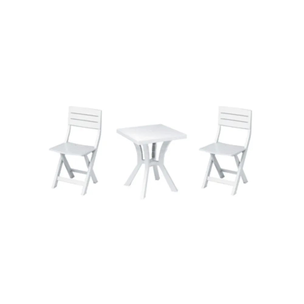 SET DUETTO RESINATAVOLO + 2 SEDIE BIANCO