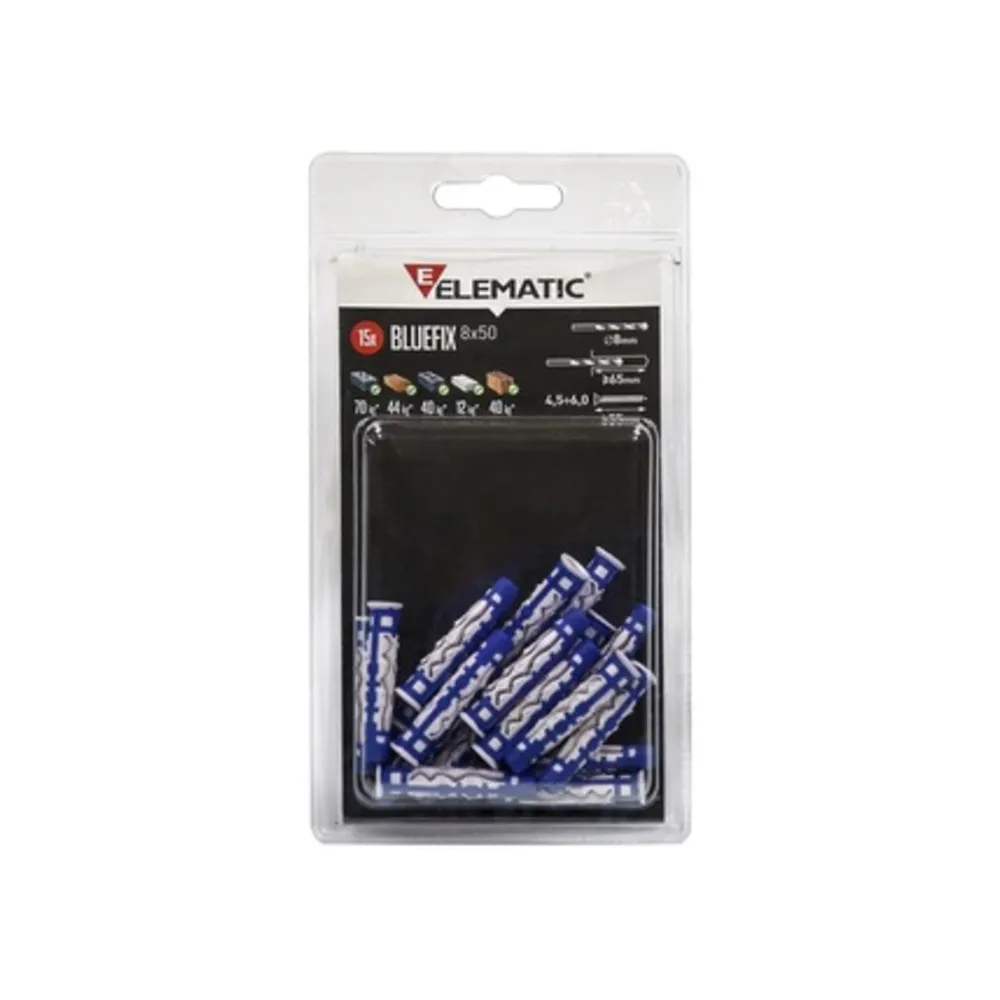ELEMATIC BLISTER TASSELLO BLUEFIX 8X50 VITE 10+10 PZ (10
