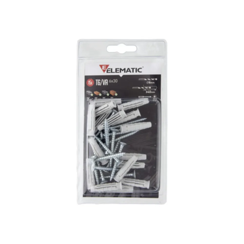 ELEMATIC TASSELLO T6 VA 5X25 C/VITE CONF. 100 PZ ELEMATIC TASSELLO T6 VA 5X25 C/VITE CONF. 100 PZ