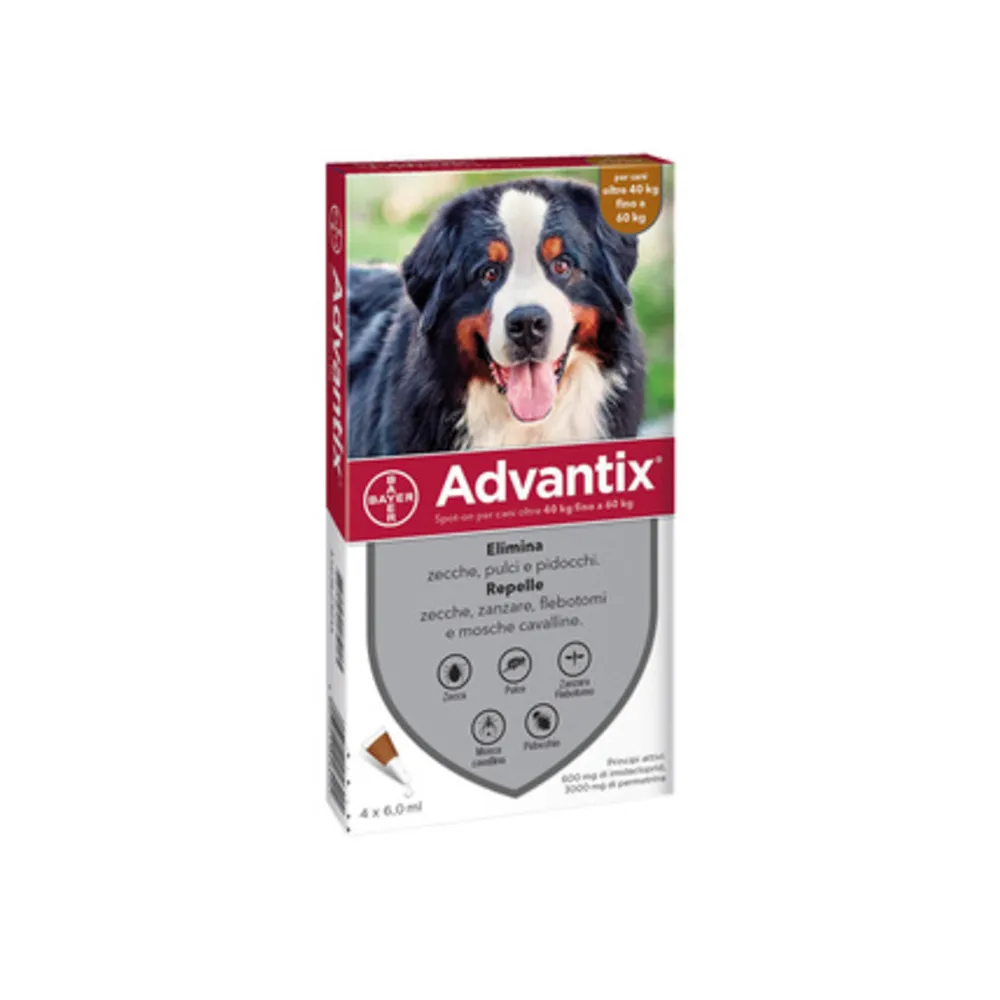 BAYER ADVANTIX SPOT ON 4 PIPETTE CANI 40 -60 KG BAYER ADVANTIX SPOT ON 4 PIPETTE CANI 40 -60 KG