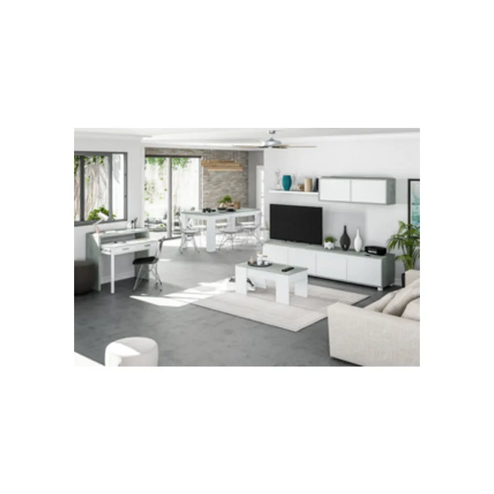 KIT TAVOLO CAFF ELEV 50X100X45/56H BIANCO/CEMEN
