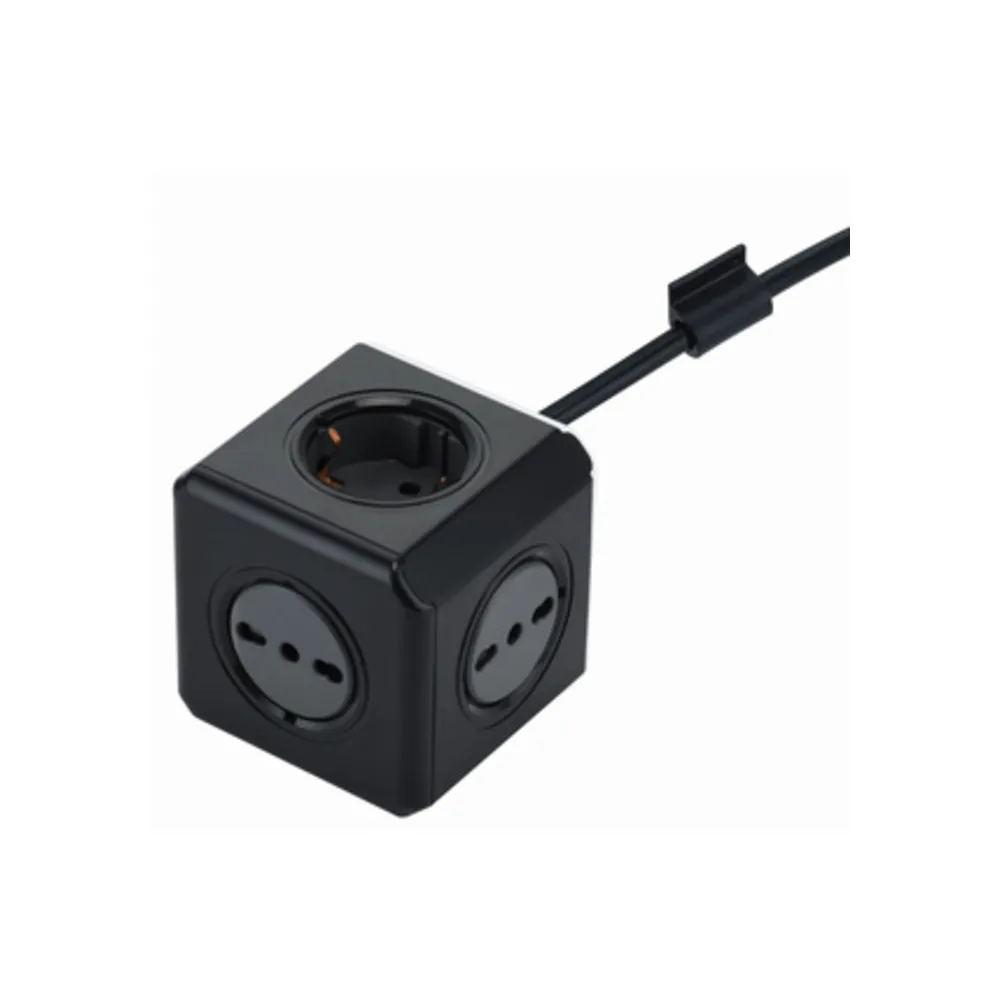 MULTIPRESA CUBO 2 SCHUKO + 3 BIPASSO NERO