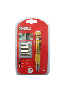 Portable precision magnetic screwdriver with 9 bits
