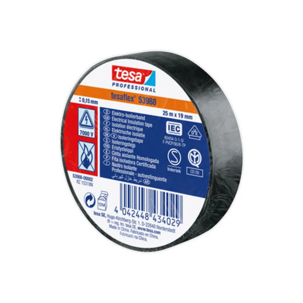 NASTRO ISOLANTE CERTIFICATO NERO 25MTX19MM (10