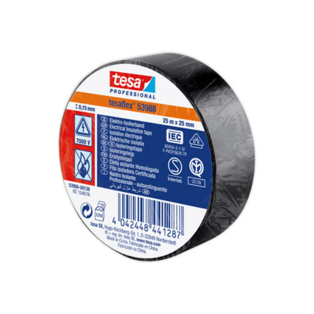 NASTRO ISOLANTE CERTIFICATO NERO 25MTX25MM (10