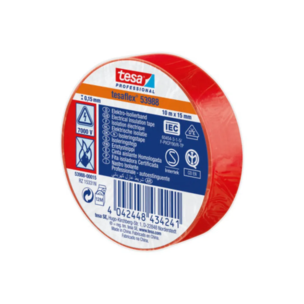 NASTRO ISOLANTE CERTIFICATO ROSSO 10MTX15MM (10