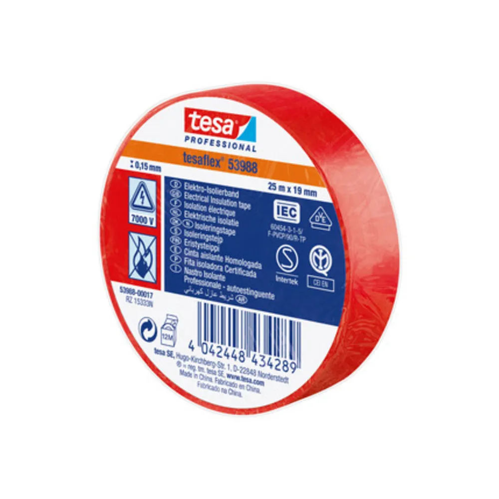 NASTRO ISOLANTE CERTIFICATO ROSSO 25MTX19MM (10
