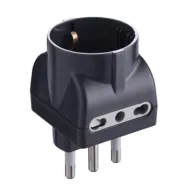 ADATTATORE TRIPLO 16A 2PR BIP E SCHUKO NERO FIG.11 (25