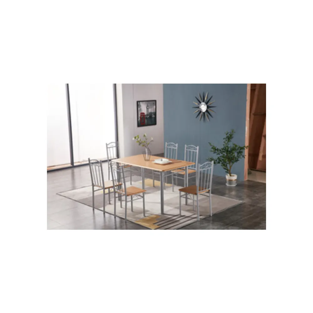 SET TAVOLO C/6 SEDIE 140X80 CM LEGNO CHIARO