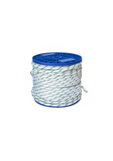 White polyester rope with green marker - Per meter