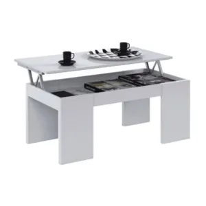 KIT TAVOLO CAFF ELEV 50X100X43/54H BIANCO LUCIDO