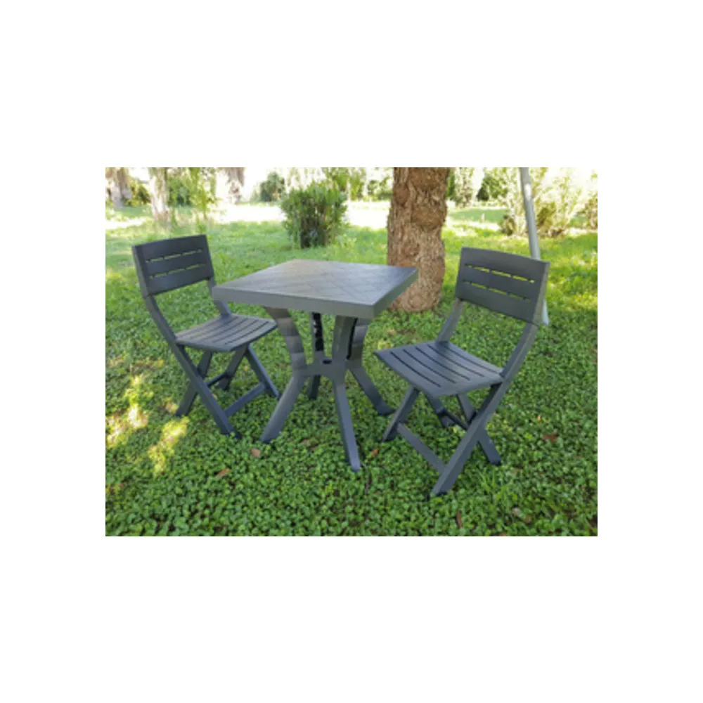 SET DUETTO RESINATAVOLO + 2 SEDIE ANTRACITE