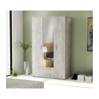 KIT ARMADIO 3 ANTE + 2 CASSETTI SPECCHIO 121X54X200 CEM. K4298