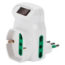 ADATTATORE TRIPLO CON PROTEZIONE SOVRACCARICO Spina 2P+T10A - nero - art.87317