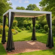 C GAZEBO PERGOLA C/LAMELLE ORIENTAB 3X3 M  BIANCO