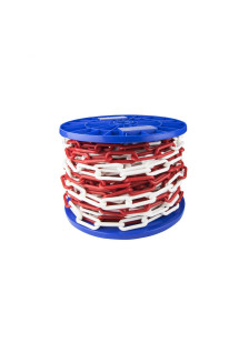 Plastic chain Ø 6 mm. white - red 30 mt.