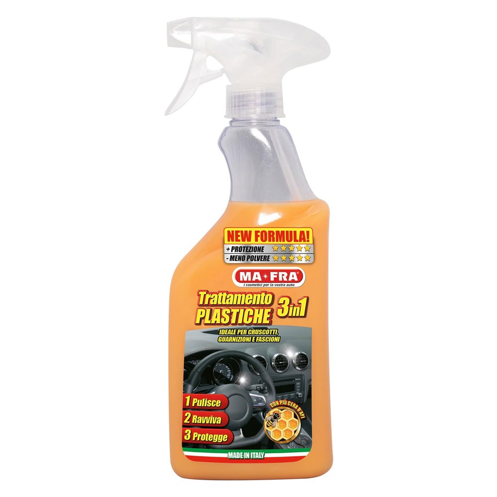 PULISCI CRUSCOTTI 'TRATTAMENTO PLASTICHE 3 IN 1' ml 500 PULISCI CRUSCOTTI 'TRATTAMENTO PLASTICHE 3 IN 1' ml 500