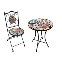 C SET TAVOLO TONDO MOSAICO C/2 SEDIE ANTIBES