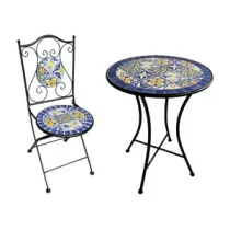 C SET TAVOLO TONDO MOSAICO C/2 SEDIE CANNES