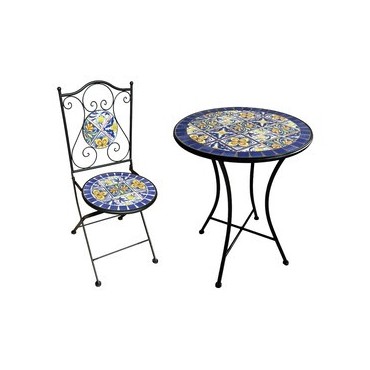 C SET TAVOLO TONDO MOSAICO C/2 SEDIE CANNES